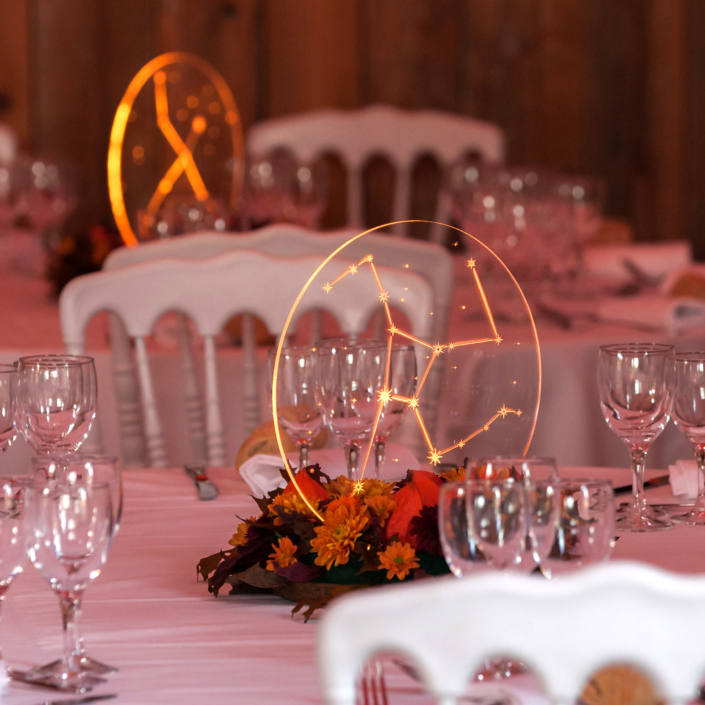 Centres de table mariage - gravure et découpe laser